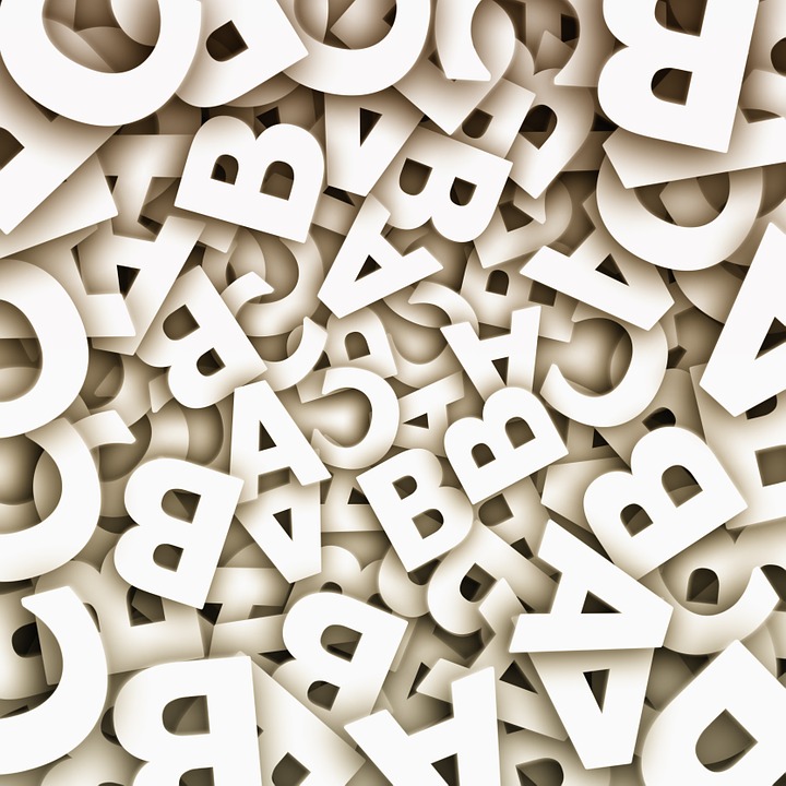 Buchstaben, wild durcheinander